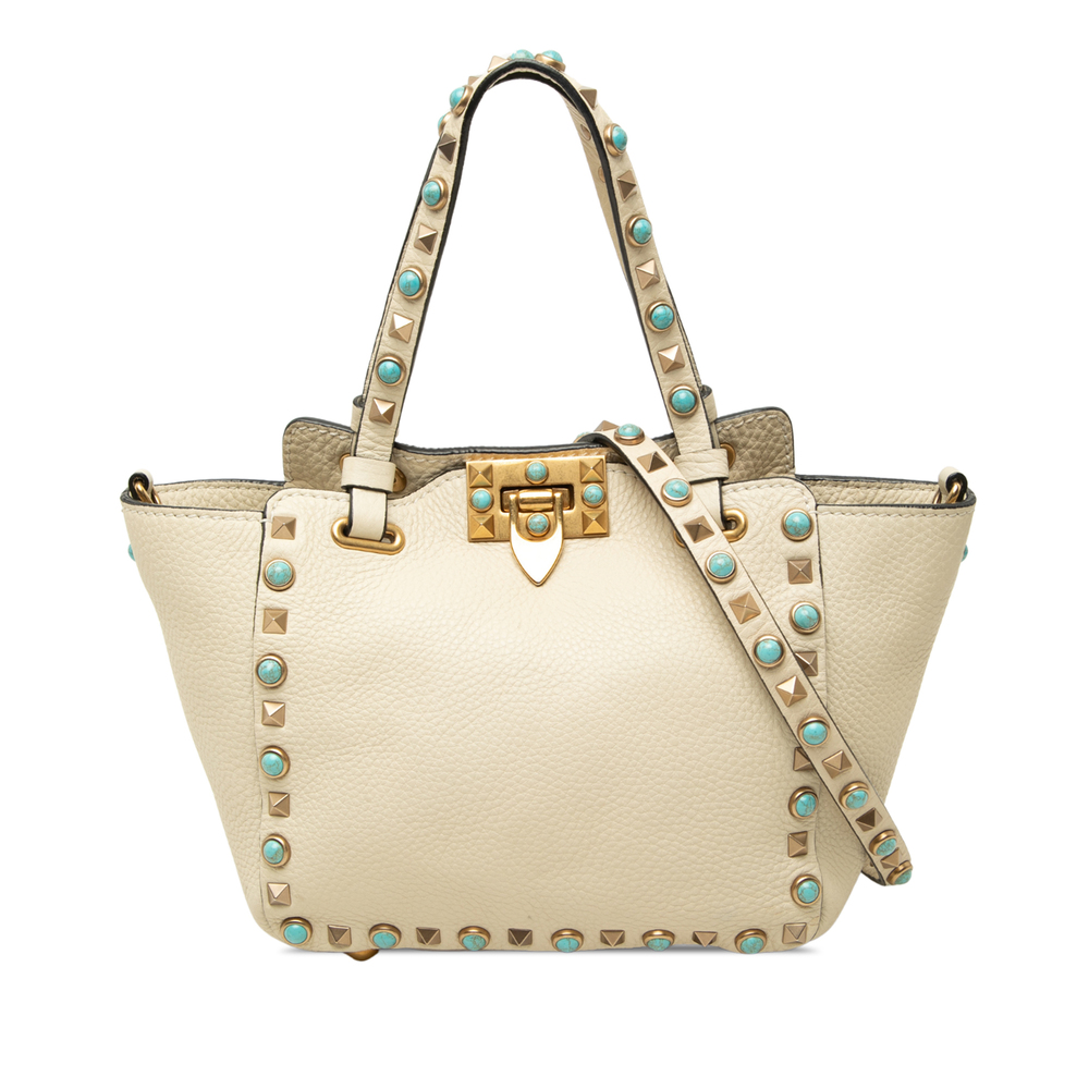 Pre-Loved Valentino Mini Grained Calfskin Rockstud Rolling Trapeze Satchel